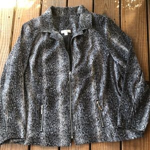 Dressbarn Python Print Zip Jacket